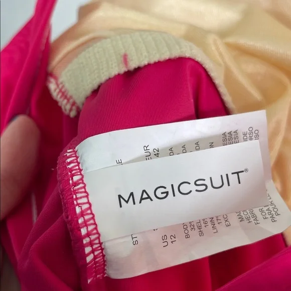 MAGICSUIT NWT Womens Diana Coral Rose Riveted Cinch‎ Waist One Piece Swimsuit 12 - Picture 7 of 8